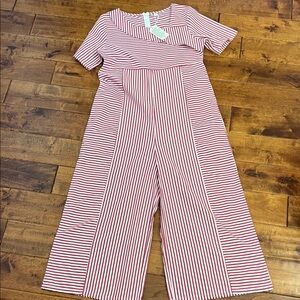 Red and White Striped Jumpsuit